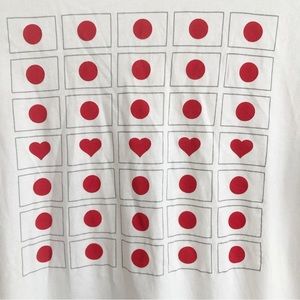 New Tory Burch White Cotton Red Hearts and Dots Japan Relief T-shirt L